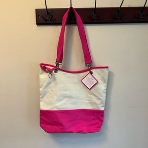 Thirty-One Canvas Crew Tote Pink NWT